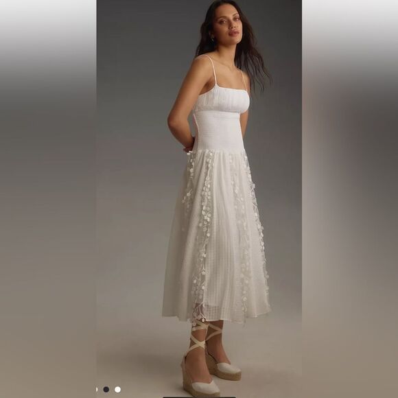 Anthropologie Maeve Sleeveless Embellished Smocked Midi Dress - Picture 3 of 10